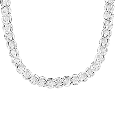 Artisan Crafted Link Chain Necklace in Sterling Silver 38.15 Grams 18 Inches