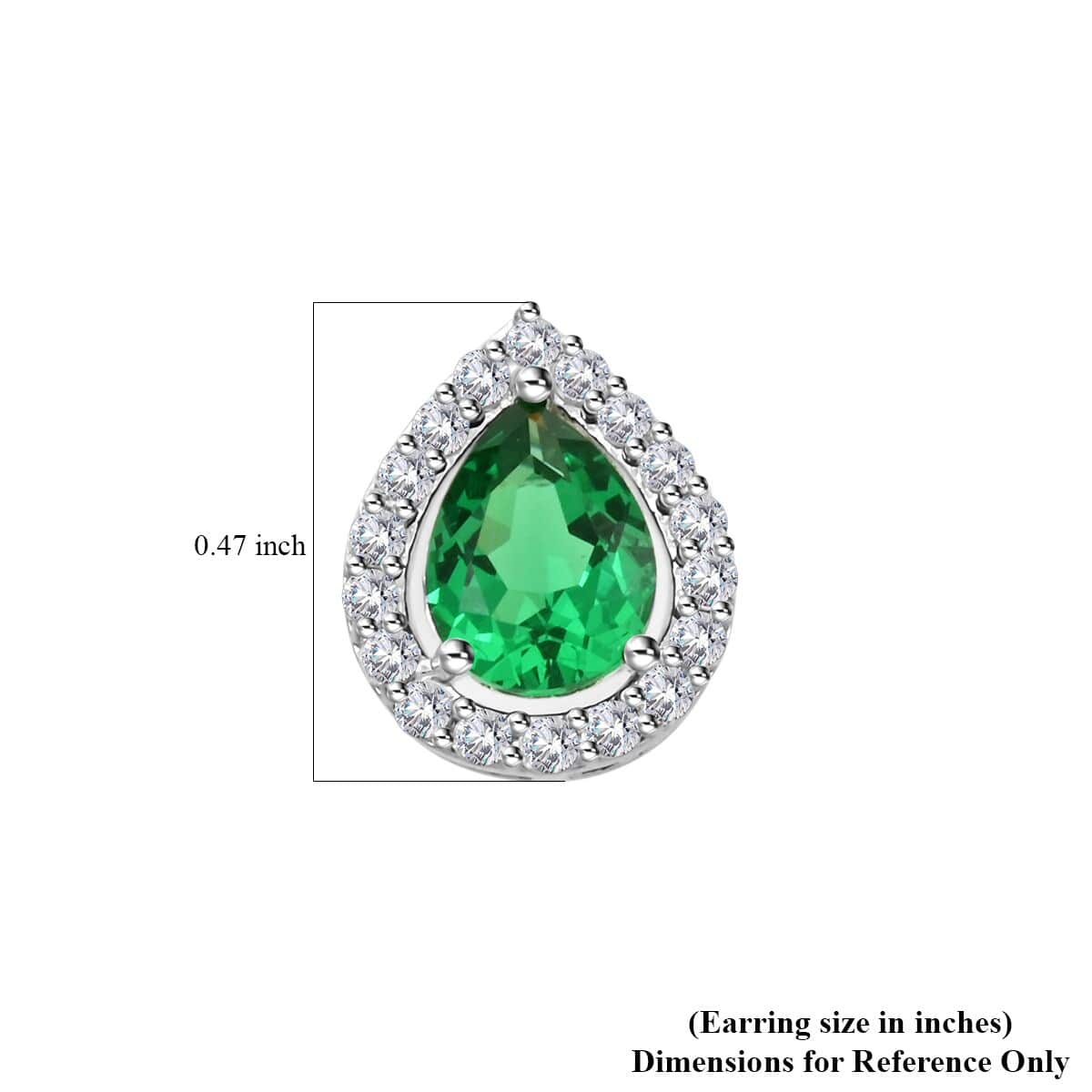 Simulated Emerald and Simulated Diamond 2.65 ctw Earrings in Silvertone image number 5