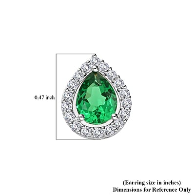 Simulated Emerald and Simulated Diamond 2.65 ctw Earrings in Silvertone