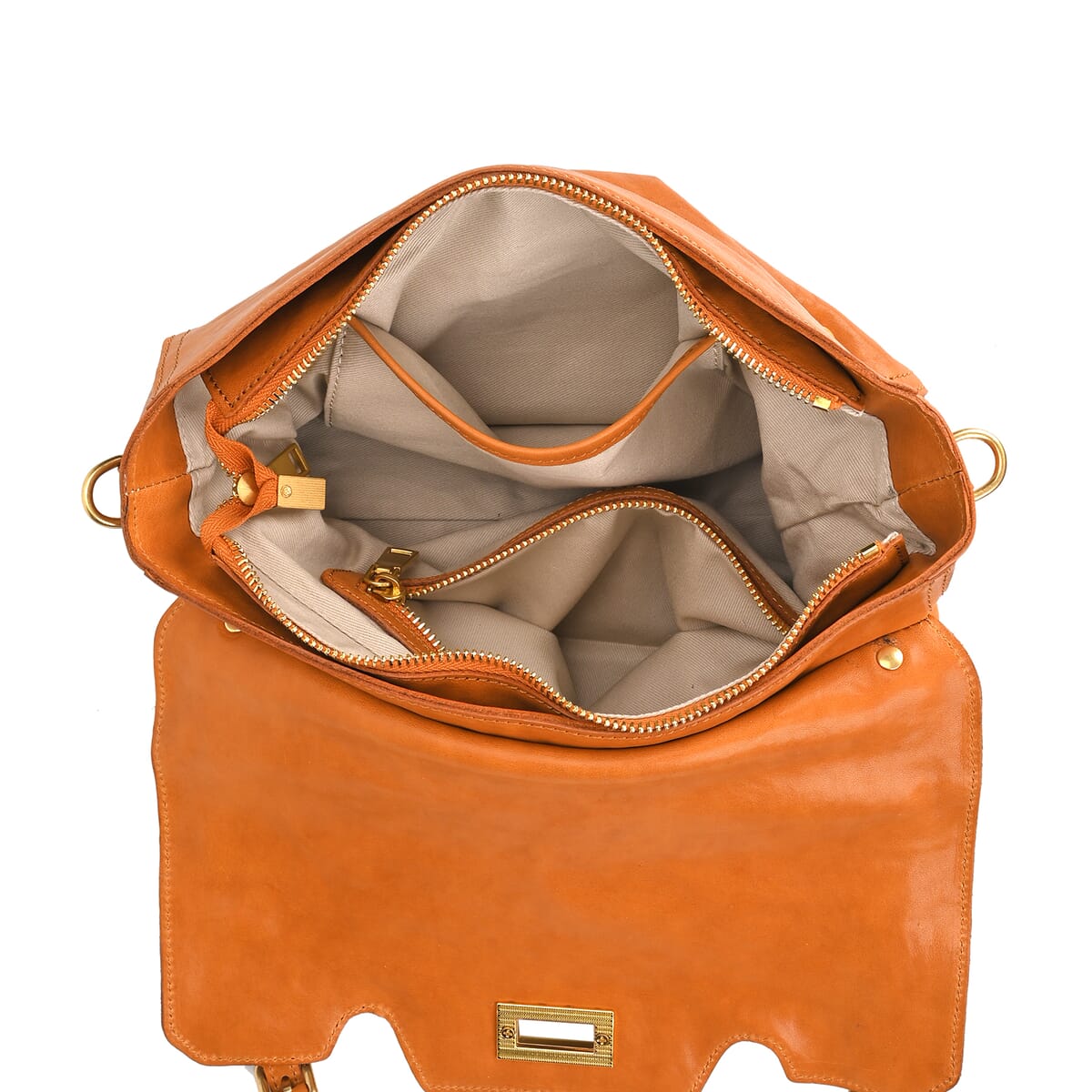 Italy Retro Noble Collection Brown Genuine Leather Crossbody Bag with Shoulder Strap image number 4