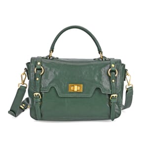 Italy Retro Noble Collection Green Genuine Leather Crossbody Bag with Shoulder Strap