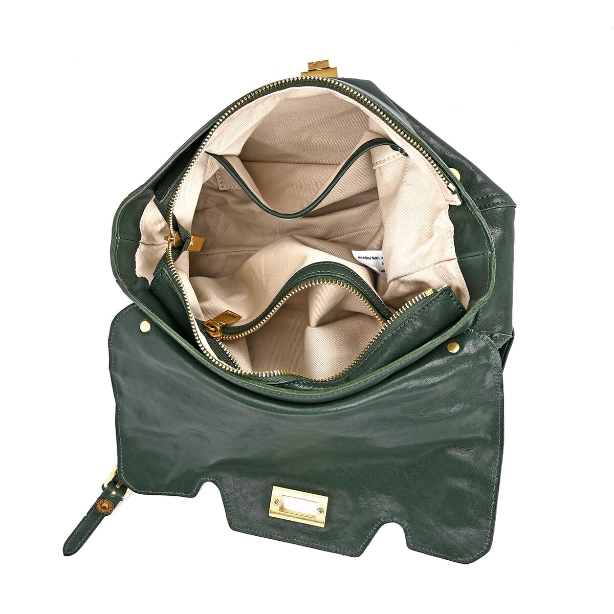 Italy Retro Noble Collection Green Genuine Leather Crossbody Bag with Shoulder Strap image number 4
