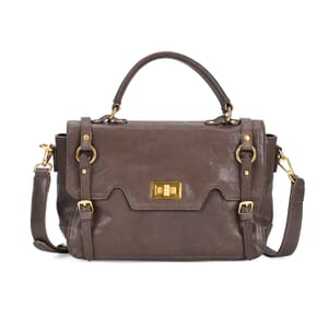 Italy Retro Noble Collection Gray Genuine Leather Crossbody Bag with Shoulder Strap