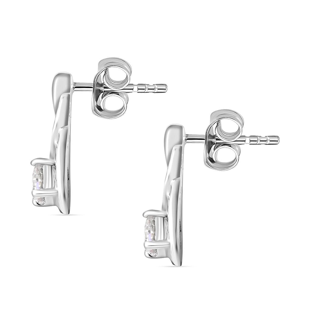 Simulated Diamond Love Knot Earrings in Sterling Silver