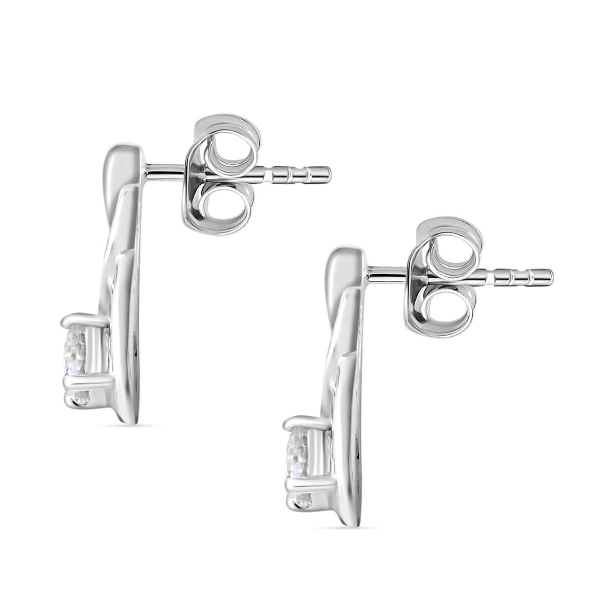 Simulated Diamond Love Knot Earrings in Sterling Silver image number 3