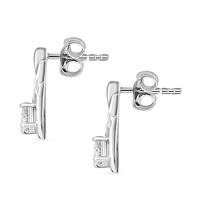 Simulated Diamond Love Knot Earrings in Sterling Silver
