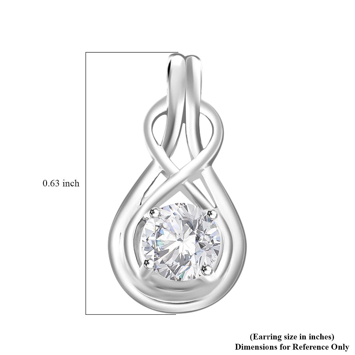 Simulated Diamond Love Knot Earrings in Sterling Silver