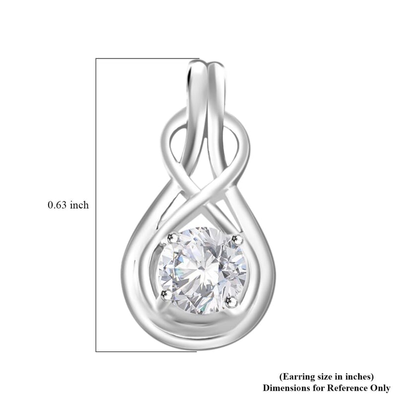 Simulated Diamond Love Knot Earrings in Sterling Silver