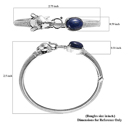 Lapis Lazuli 7.20 ctw Bangle Bracelet in Stainless Steel (6.50 In) 