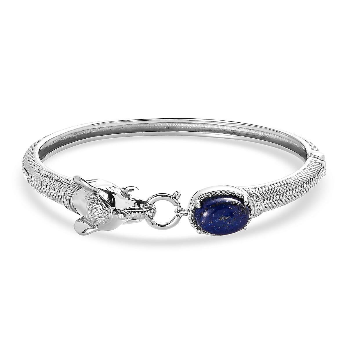 Lapis Lazuli 7.20 ctw Bangle Bracelet in Stainless Steel (8.00 In)  image number 0