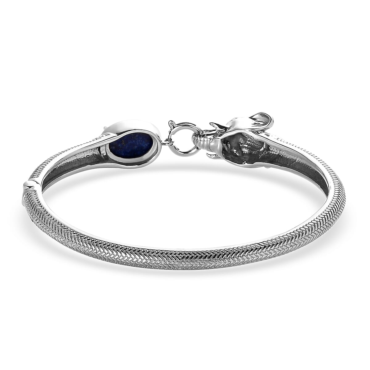 Lapis Lazuli 7.20 ctw Bangle Bracelet in Stainless Steel (8.00 In)  image number 4