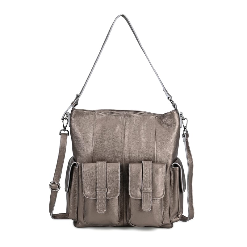 Italy Retro Noble Collection Beige Genuine Leather 2 in 1 Crossbody Bag with Shoulder Strap