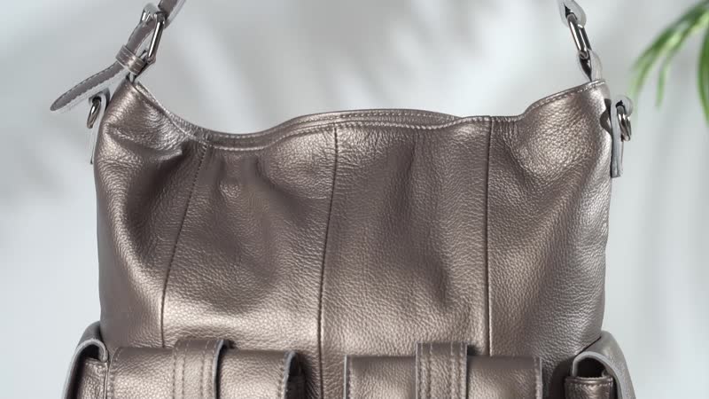 Italy Retro Noble Collection Beige Genuine Leather 2 in 1 Crossbody Bag (11"x2.76"x13.4") with Shoulder Strap
