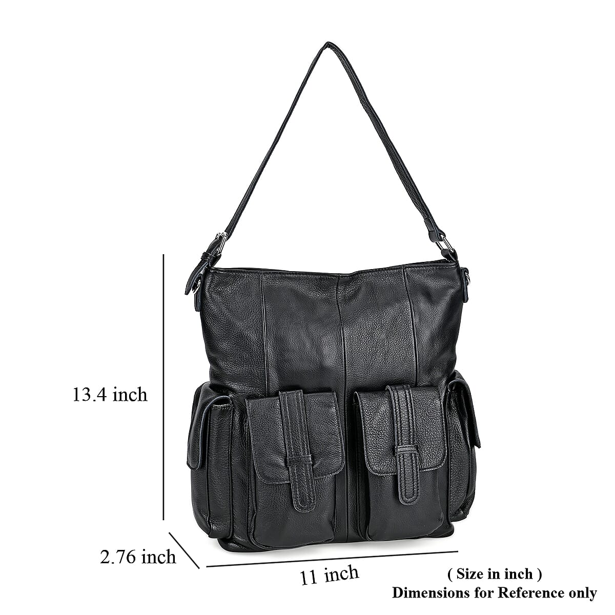 Italy Retro Noble Collection Black Genuine Leather 2 in 1 Crossbody Bag with Shoulder Strap image number 6