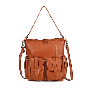 Italy Retro Noble Collection Brown Genuine Leather 2 in 1 Crossbody Bag with Shoulder Strap