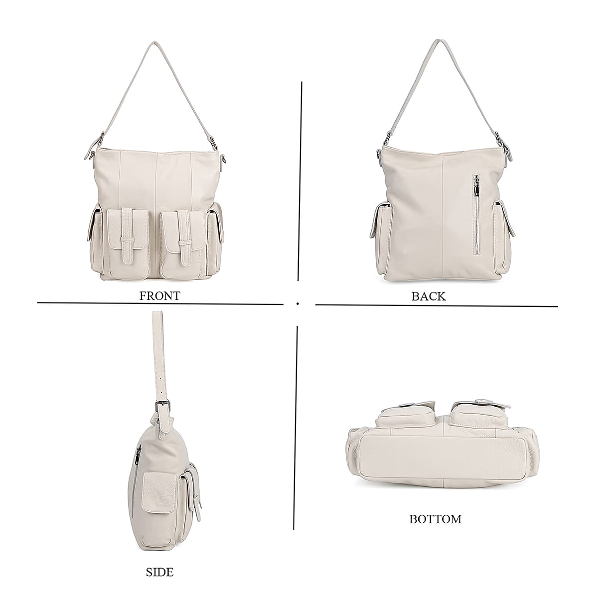 Italy Retro Noble Collection White Genuine Leather 2 in 1 Crossbody Bag with Shoulder Strap image number 3