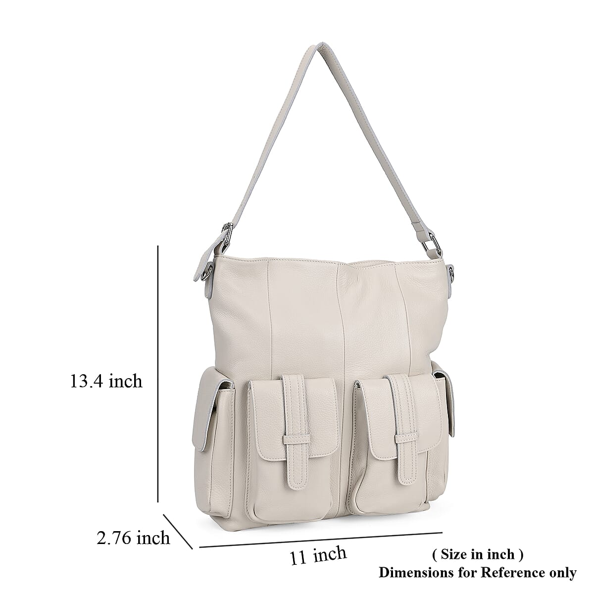 Italy Retro Noble Collection White Genuine Leather 2 in 1 Crossbody Bag with Shoulder Strap image number 6