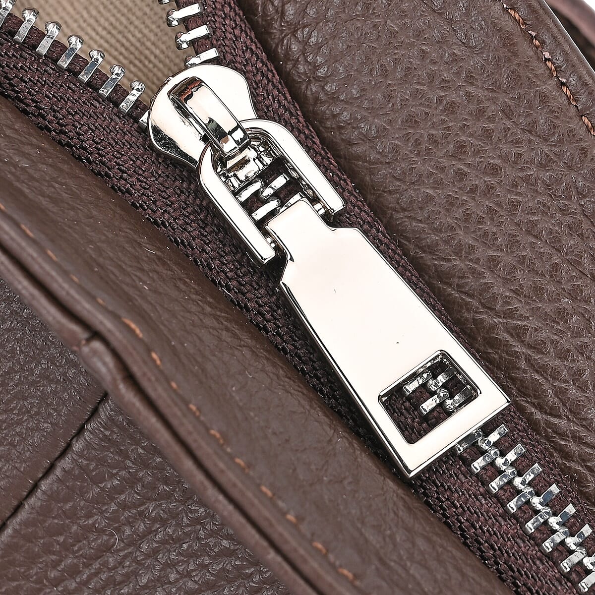 Italy Retro Noble Collection Coffee Genuine Leather 2 in 1 Crossbody Bag with Shoulder Strap image number 5