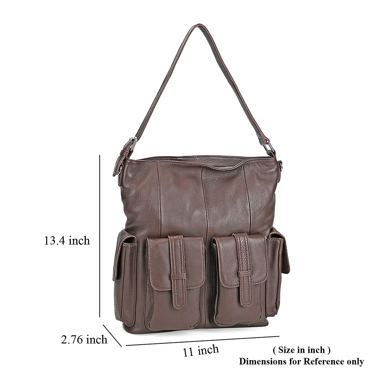 Italy Retro Noble Collection Coffee Genuine Leather 2 in 1 Crossbody Bag with Shoulder Strap image number 6