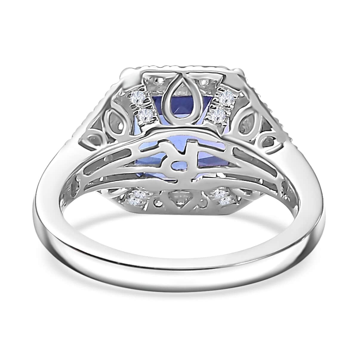 Certified & Appraised Rhapsody AAAA Tanzanite, Paraiba Tourmaline and E-F VS2 Diamond 4.37 ctw Ring in 950 Platinum (Size 6.0) 7.50 Grams image number 4