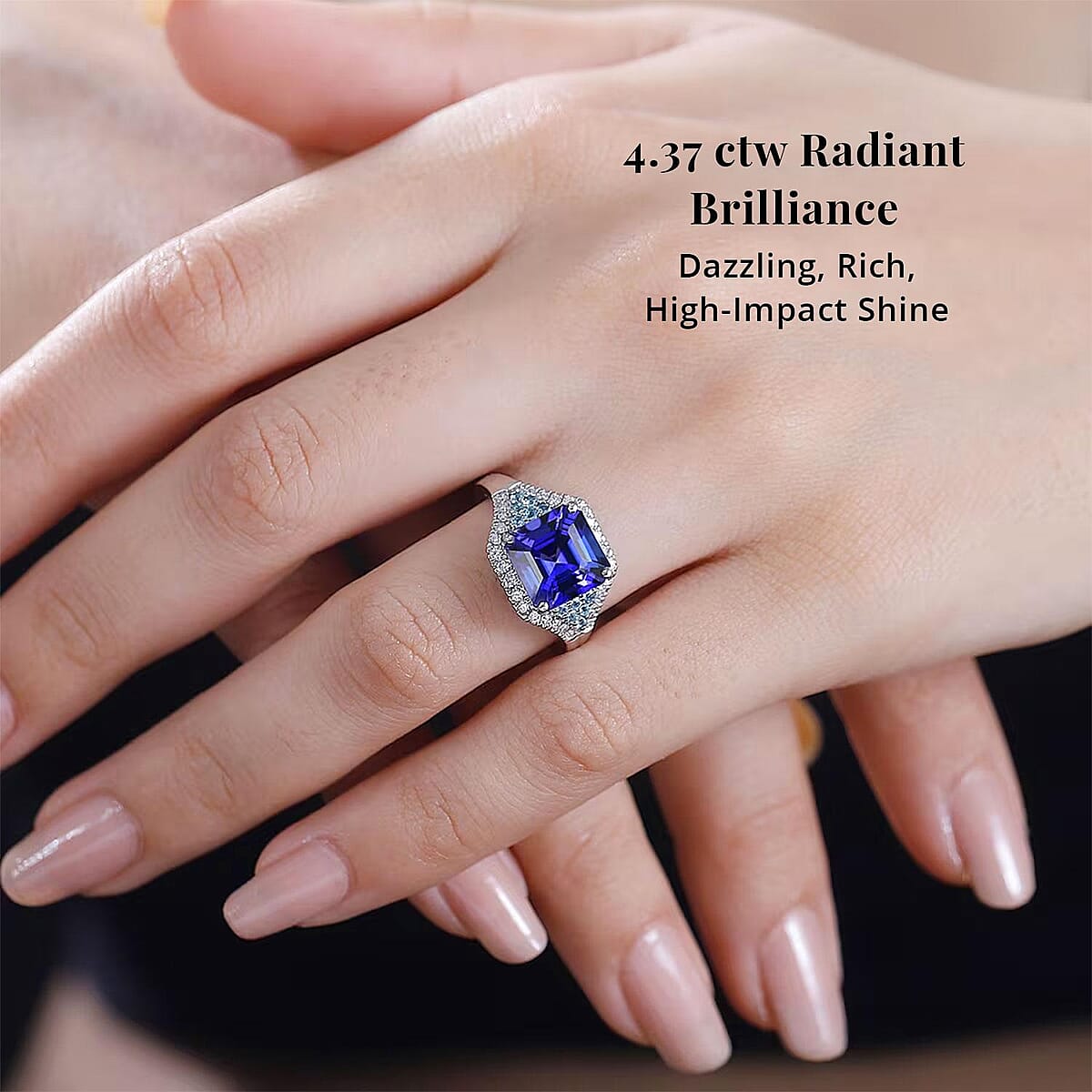 Certified & Appraised Rhapsody AAAA Tanzanite, Paraiba Tourmaline and E-F VS2 Diamond 4.37 ctw Ring in 950 Platinum (Size 8.0) 7.50 Grams image number 1