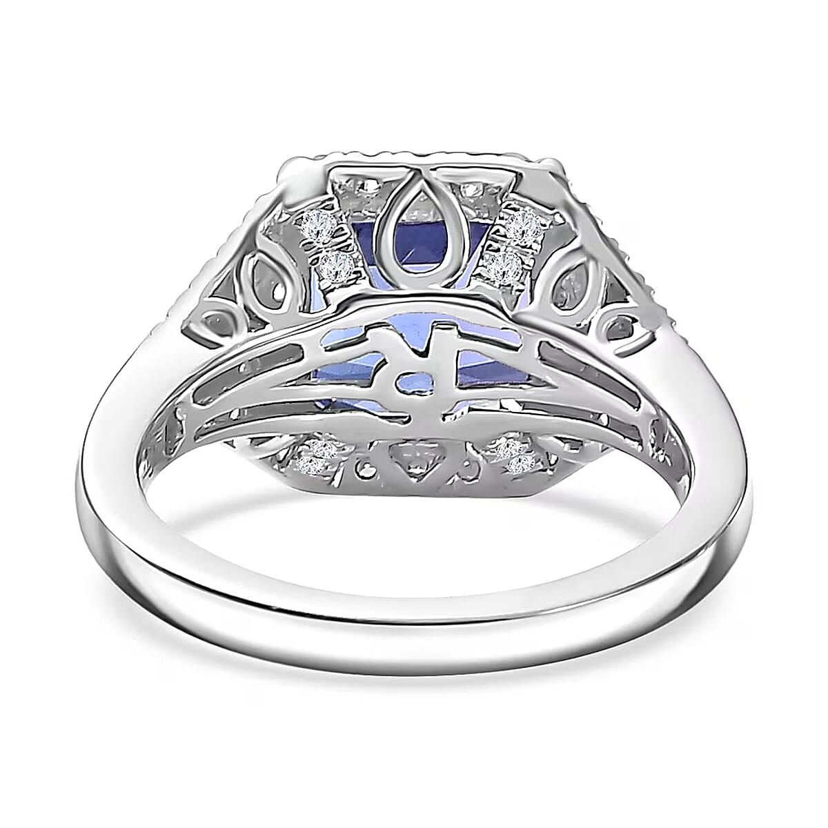 Certified & Appraised Rhapsody AAAA Tanzanite, Paraiba Tourmaline and E-F VS2 Diamond 4.37 ctw Ring in 950 Platinum (Size 9.0) 7.50 Grams image number 7