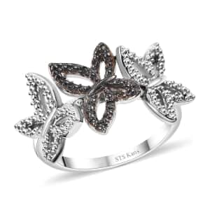 Karis Green Diamond Accent Butterfly Ring in Platinum Bond (Size 10.0)