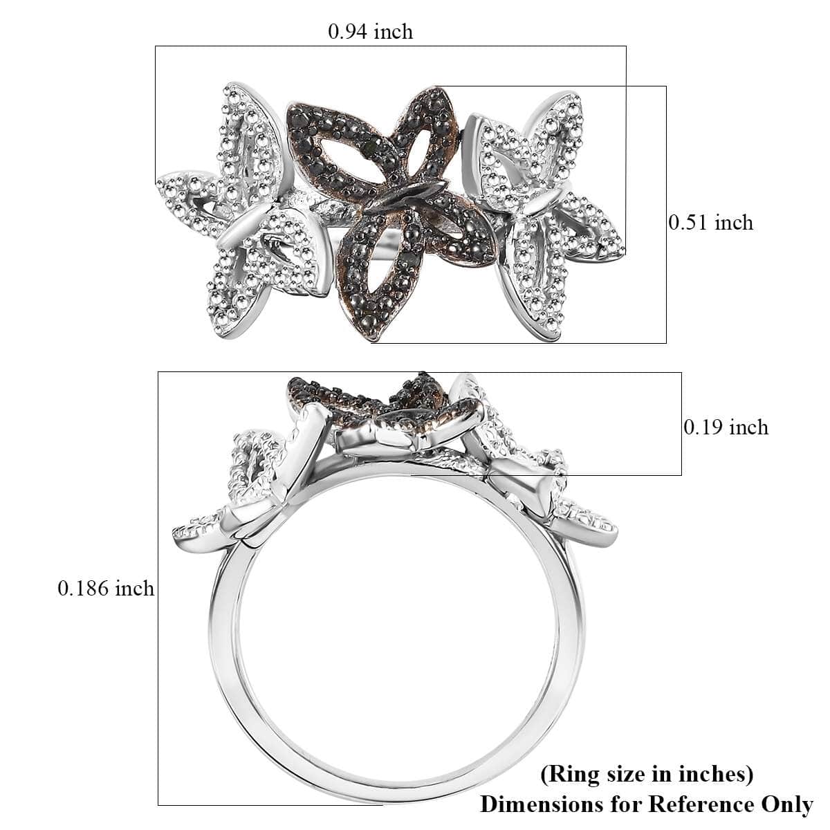 Karis Green Diamond Accent Butterfly Ring in Platinum Bond (Size 10.0) image number 5