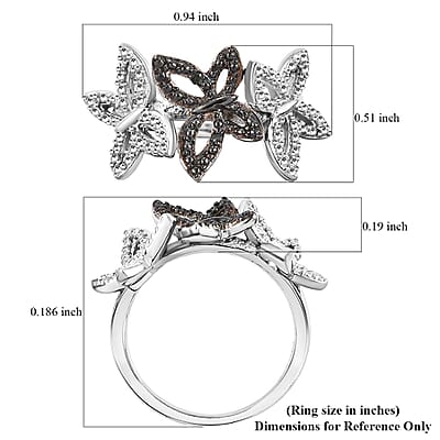 Karis Green Diamond Accent Butterfly Ring in Platinum Bond (Size 10.0)