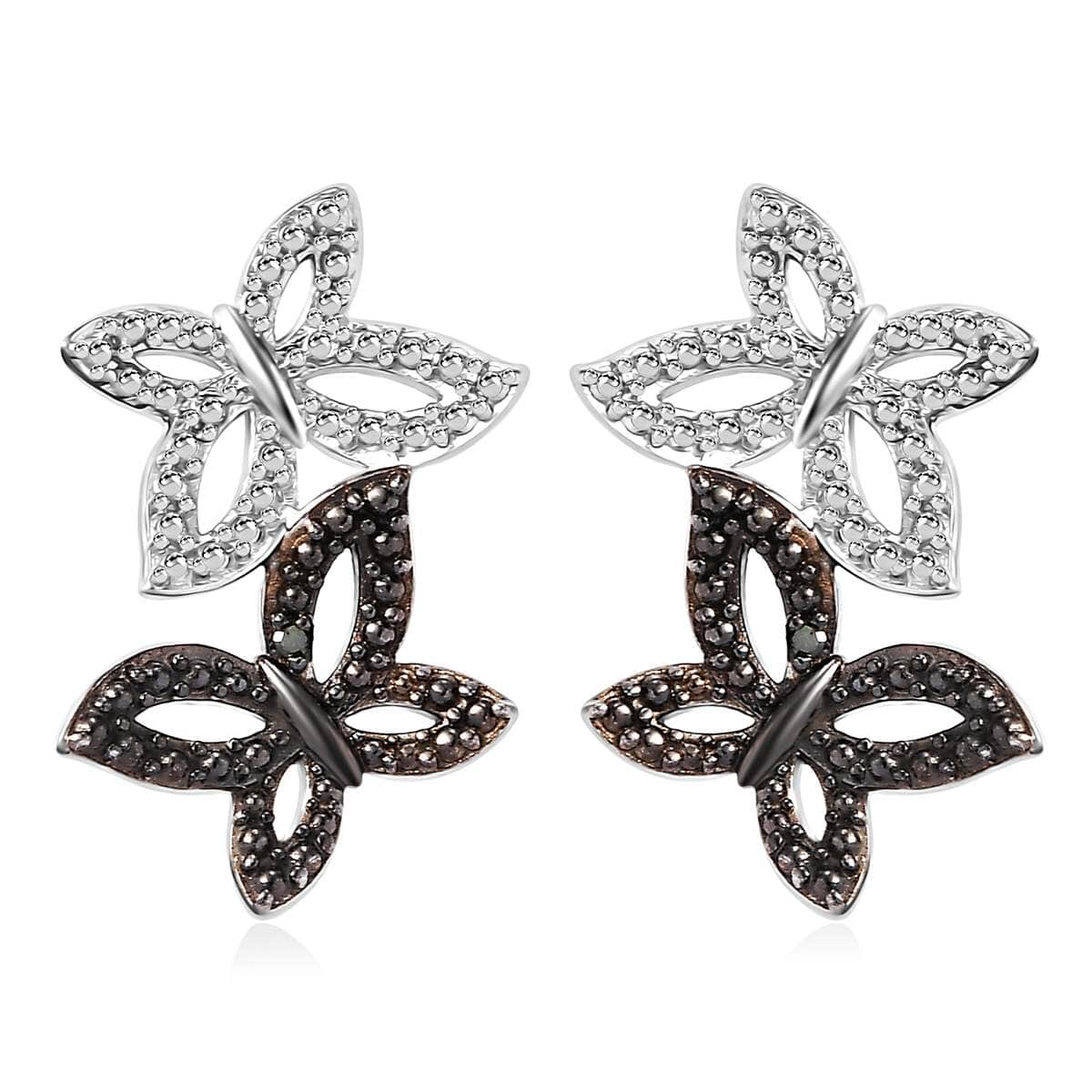 Karis Green Diamond Accent Butterfly Earrings in Platinum Bond image number 0