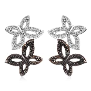 Karis Green Diamond Accent Butterfly Earrings in Platinum Bond