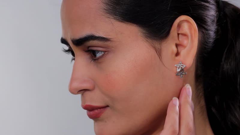 Karis Green Diamond (IR) Accent Stud Earrings in Platinum Bond