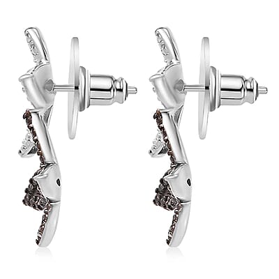 Karis Green Diamond Accent Butterfly Earrings in Platinum Bond