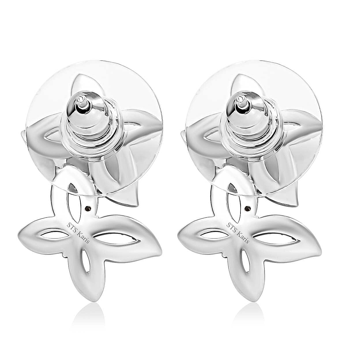 Karis Green Diamond Accent Butterfly Earrings in Platinum Bond