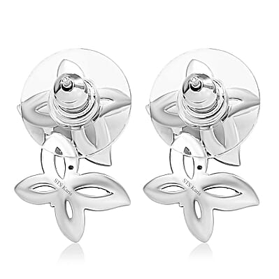 Karis Green Diamond Accent Butterfly Earrings in Platinum Bond