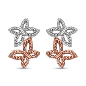 Karis Natural Champagne Diamond Accent Butterfly Earrings in 18K RG Plated and Platinum Bond