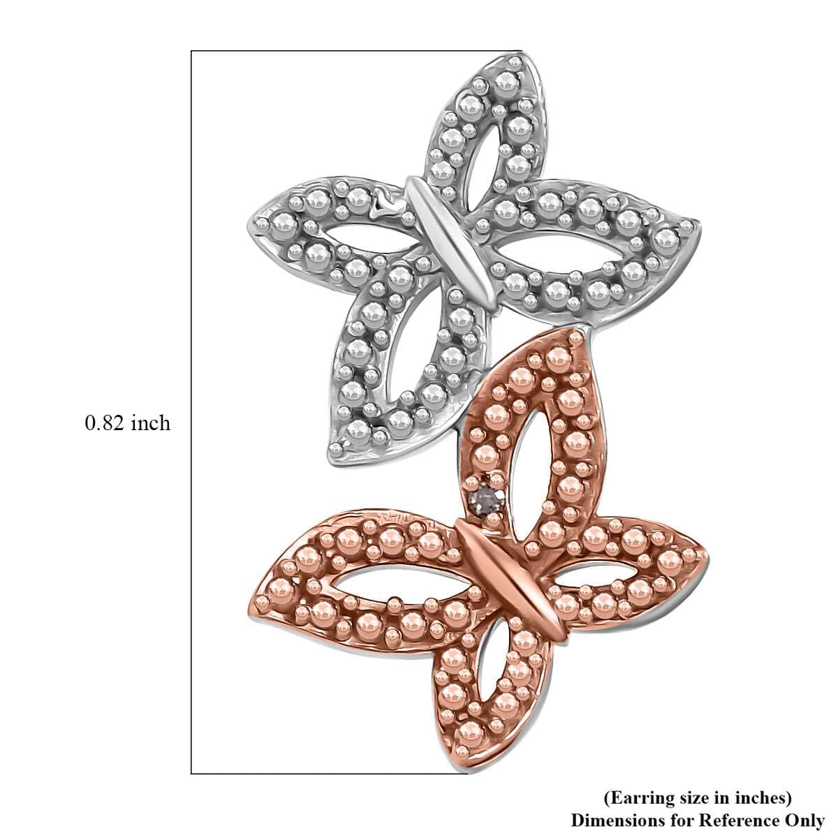 Karis Natural Champagne Diamond Accent Butterfly Earrings in 18K RG Plated and Platinum Bond image number 5