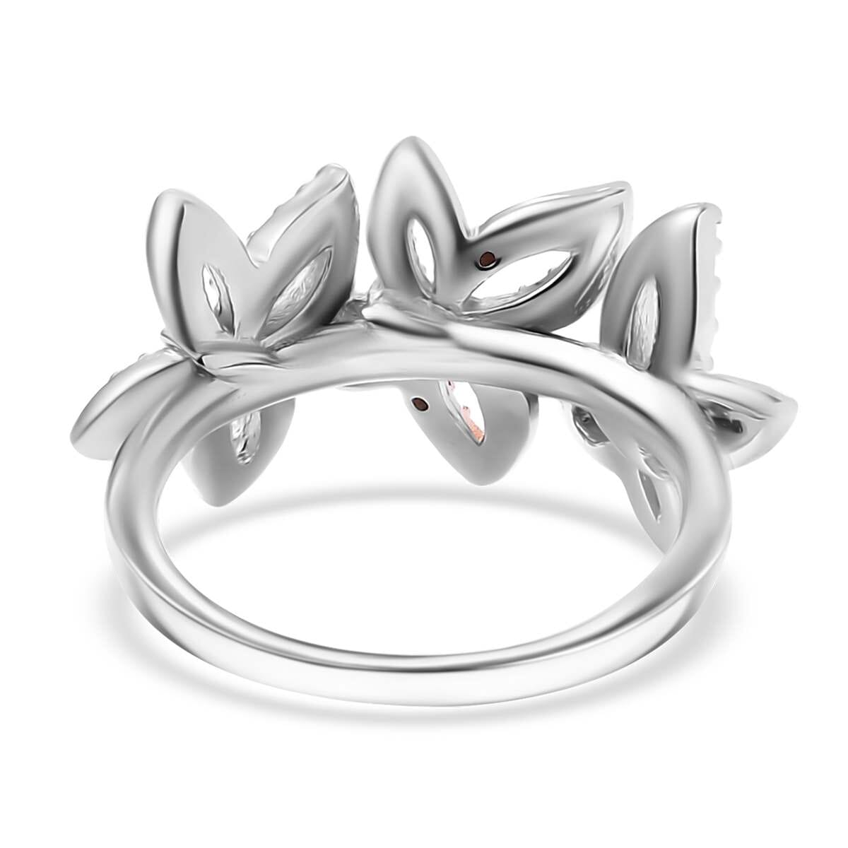 Karis Natural Champagne Diamond Accent Butterfly Ring in 18K RG Plated and Platinum Bond (Size 10.0) image number 4