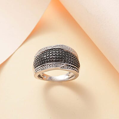 Karis Green Diamond (IR) Accent Band Ring in Platinum Bond (Size 10.0)