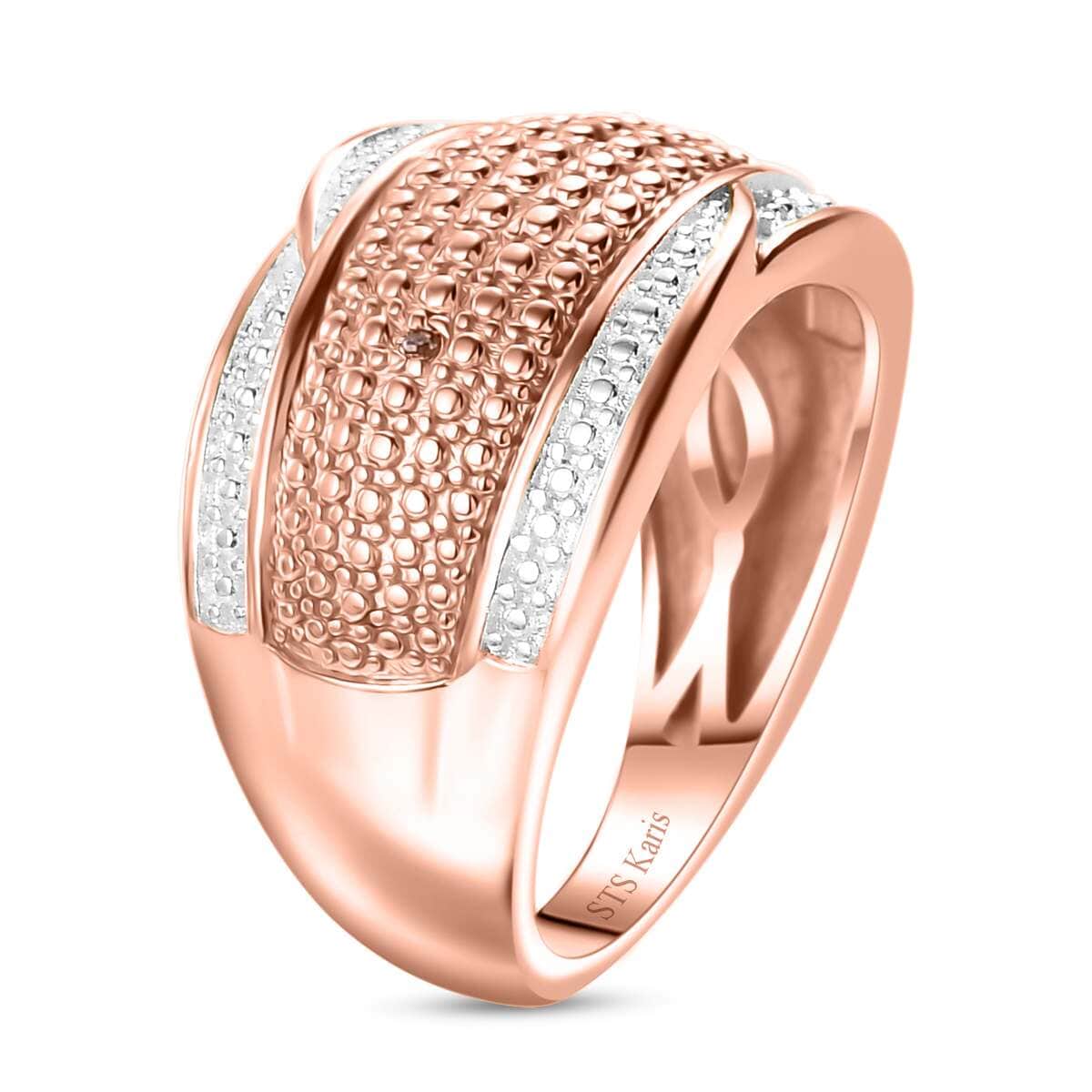 Karis Natural Champagne Diamond Accent Radiant Wave Ring in 18K RG Plated (Size 8.0) image number 3