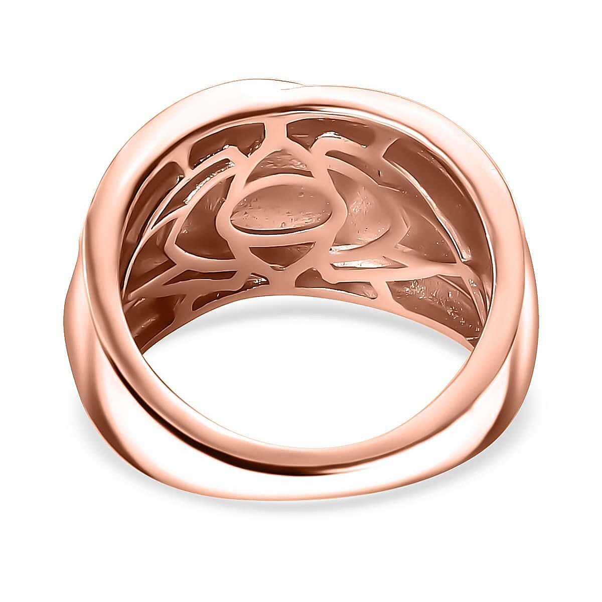 Karis Natural Champagne Diamond Accent Radiant Wave Ring in 18K RG Plated (Size 9.0) image number 4