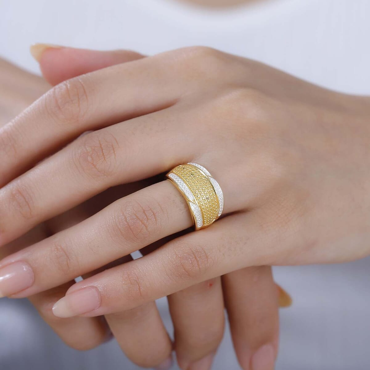 Karis Yellow Diamond Accent Band Ring in 18K Yellow Gold Plated (Size 9.0) image number 2