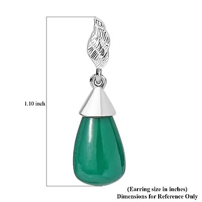 Verde Onyx 12.25 ctw Texture Earrings in Rhodium Over Sterling Silver