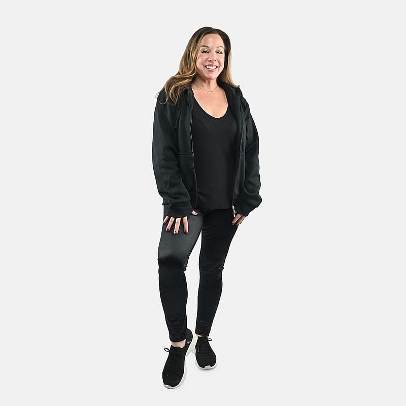 Black Metallic Dry Fit Hi-Stretch Perfect Push-up Full Length Leggings - L