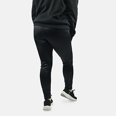 Black Metallic Dry Fit Hi-Stretch Perfect Push-up Full Length Leggings - L