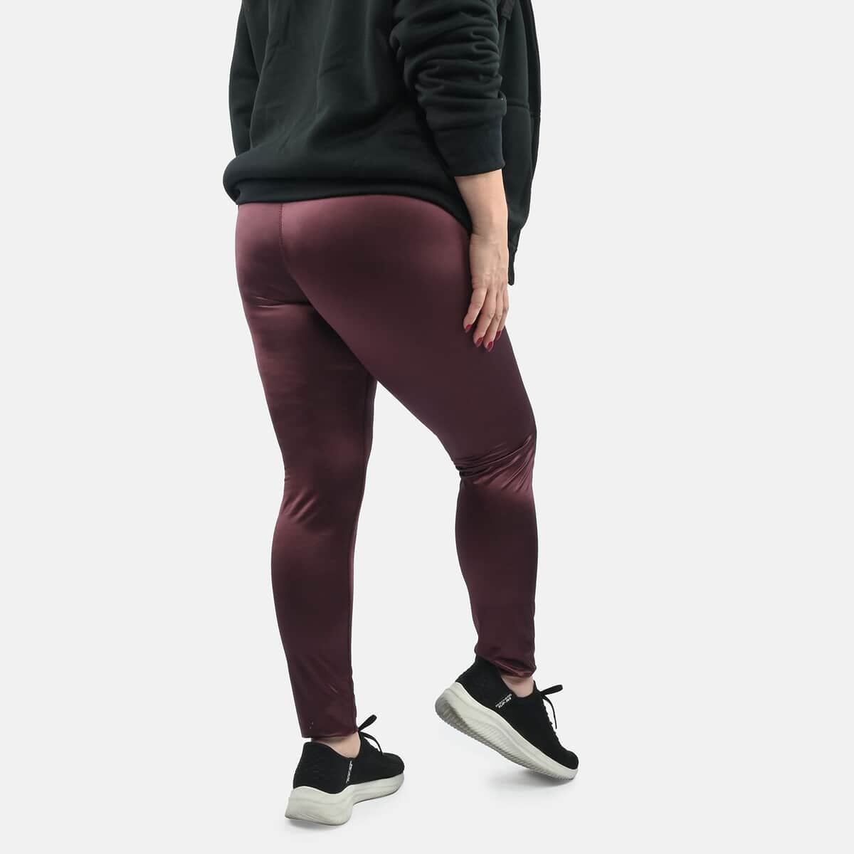 Maroon Metallic Dry Fit Hi-Stretch Perfect Push-up Full Length Leggings - L image number 1