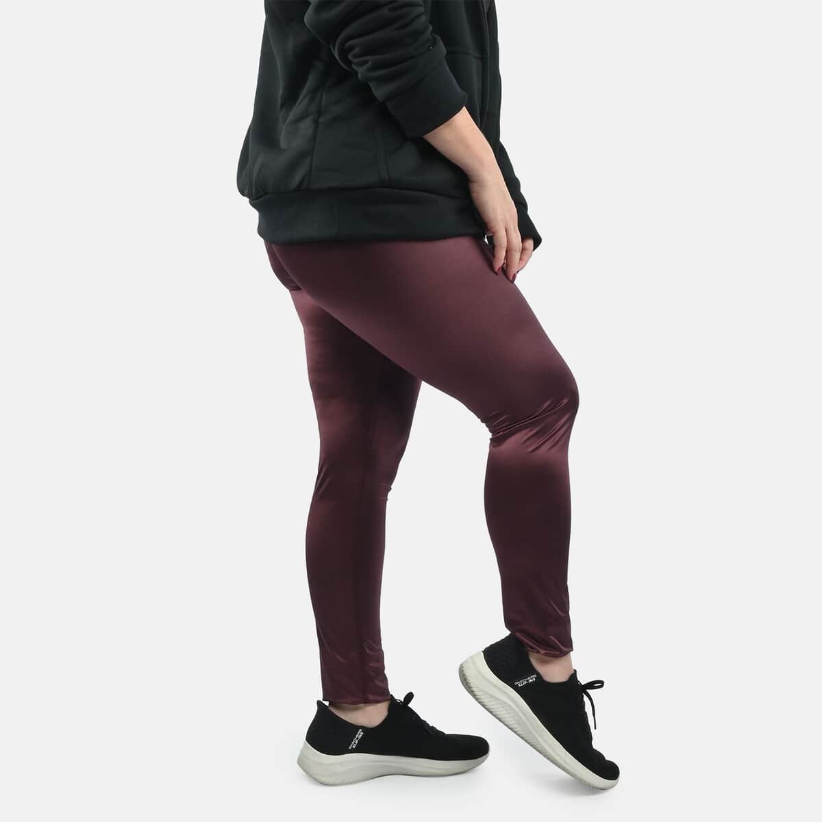 Maroon Metallic Dry Fit Hi-Stretch Perfect Push-up Full Length Leggings - L image number 2