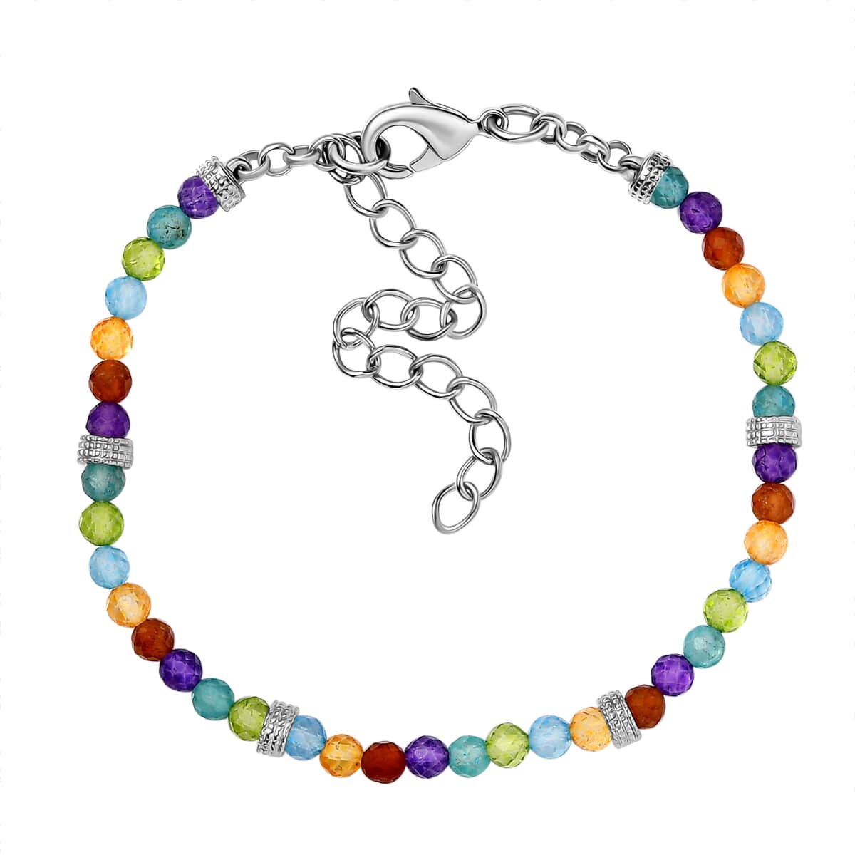 Karis Multi Gemstone 12.75 ctw Beaded Bracelet in Platinum Bond (6.50-8.00In) image number 0