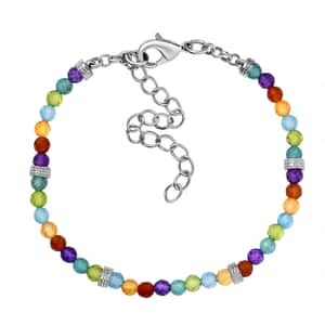 Karis Multi Gemstone 12.75 ctw Beaded Bracelet in Platinum Bond (6.50-8.00In)