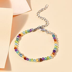 Karis Multi Gemstone 12.75 ctw Beaded Bracelet in Platinum Bond (6.50-8.00In)